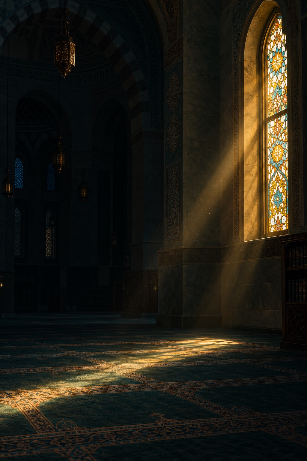 Warm light inside a mosque